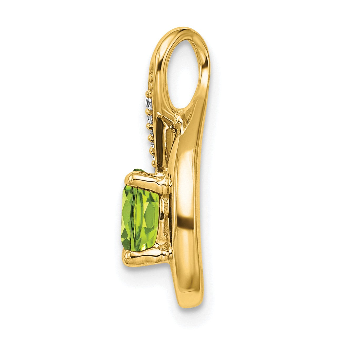14k 6mm Round Peridot and Diamond Chain Slide