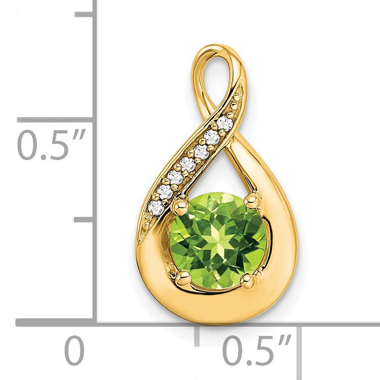 14k 6mm Round Peridot and Diamond Chain Slide