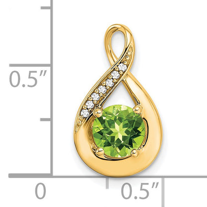 14k 6mm Round Peridot and Diamond Chain Slide