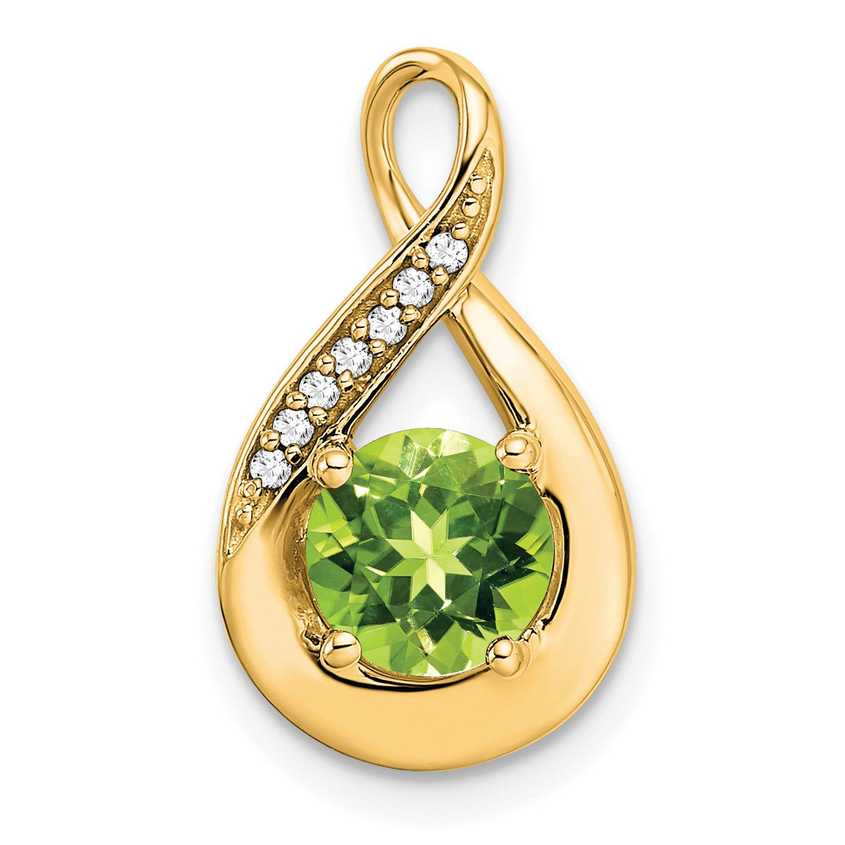 14k 6mm Round Peridot and Diamond Chain Slide