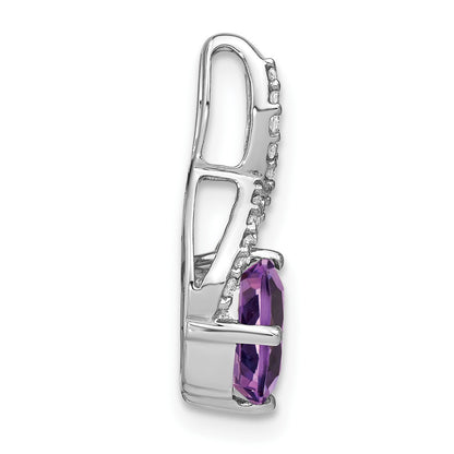 14k White Gold 7mm Cushion Amethyst and Diamond Chain Slide