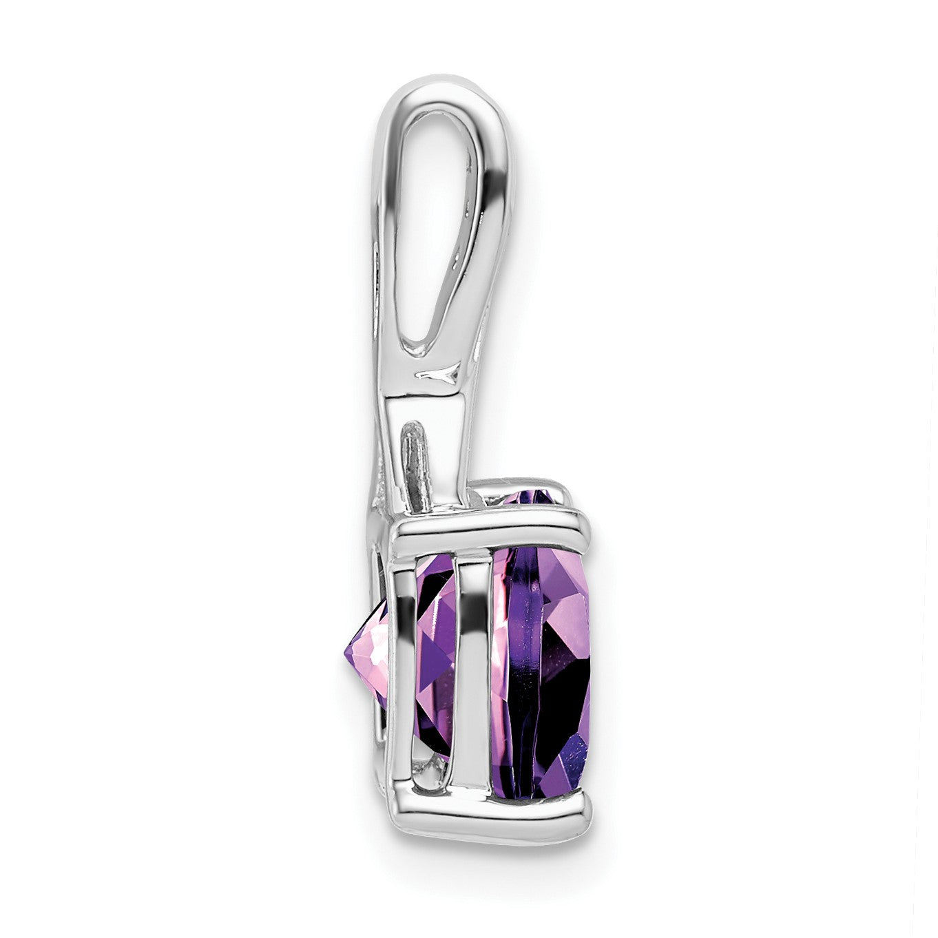14k White Gold 8mm Cushion Amethyst and Diamond Chain Slide