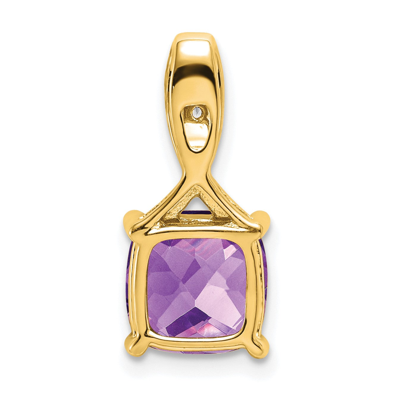 14k 8mm Cushion Amethyst and Diamond Chain Slide