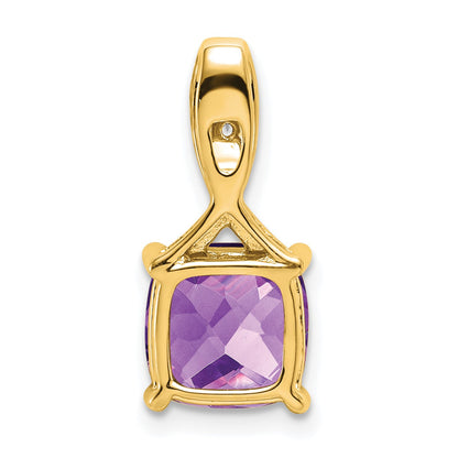 14k 8mm Cushion Amethyst and Diamond Chain Slide