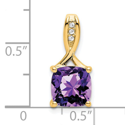 14k 8mm Cushion Amethyst and Diamond Chain Slide