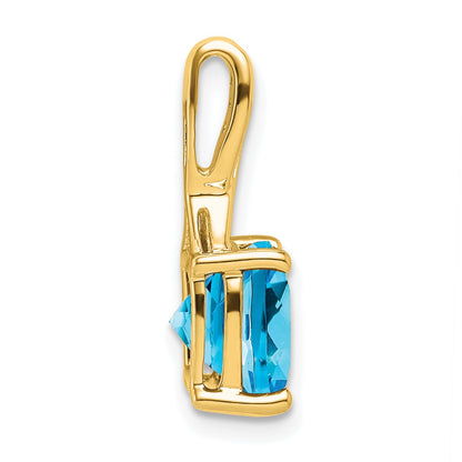 14k 8mm Cushion Blue Topaz and Diamond Chain Slide