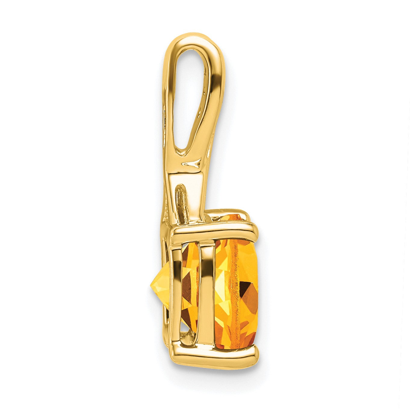 14k 8mm Cushion Citrine and Diamond Chain Slide