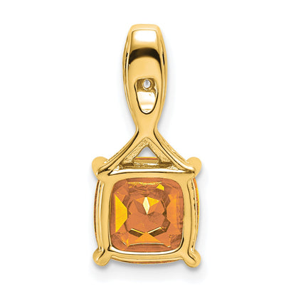 14k 8mm Cushion Citrine and Diamond Chain Slide