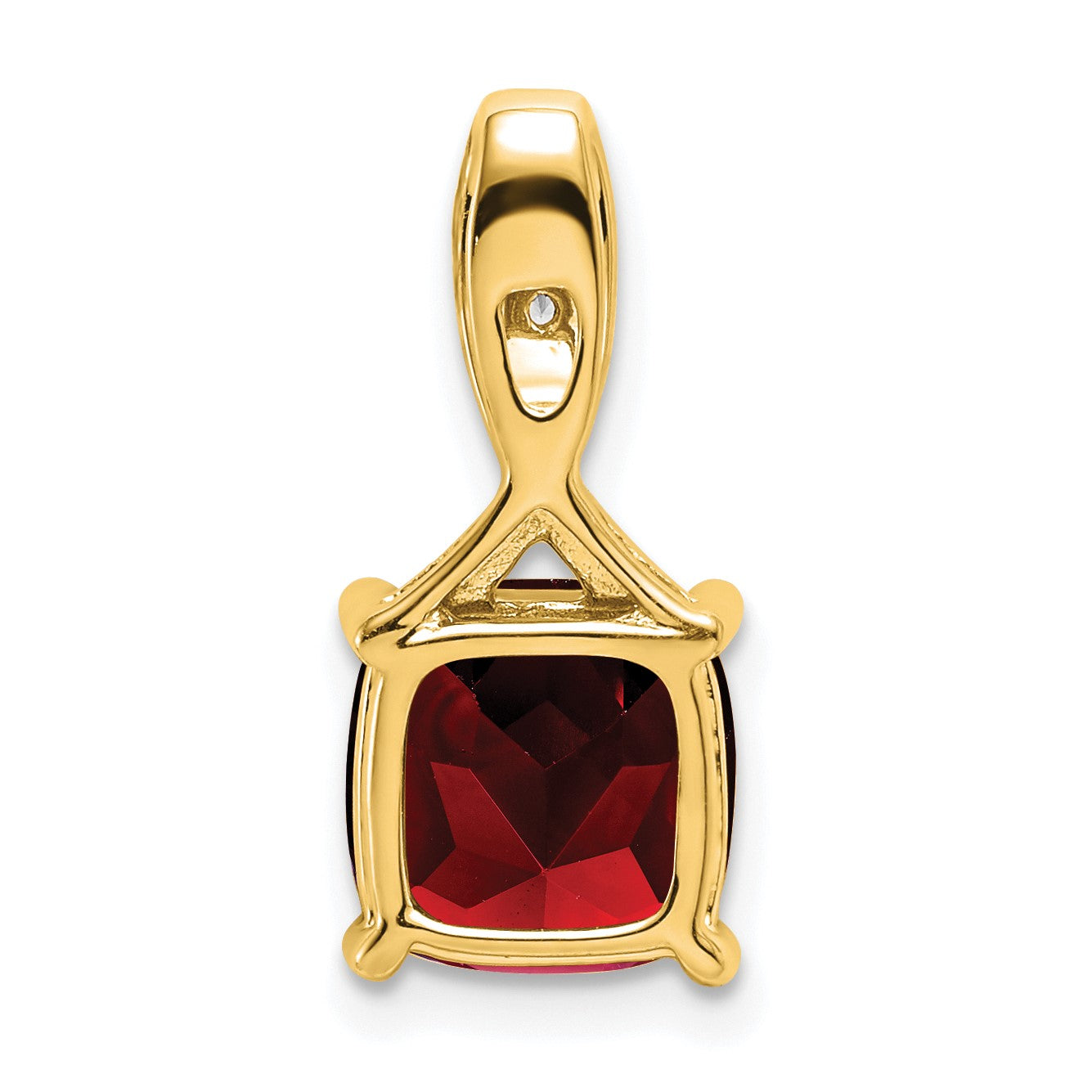 14k 8mm Cushion Garnet and Diamond Chain Slide