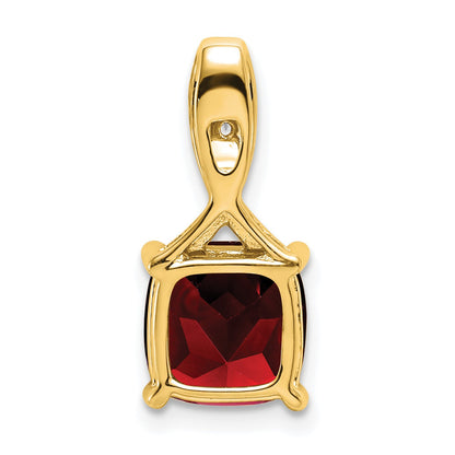 14k 8mm Cushion Garnet and Diamond Chain Slide