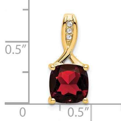 14k 8mm Cushion Garnet and Diamond Chain Slide