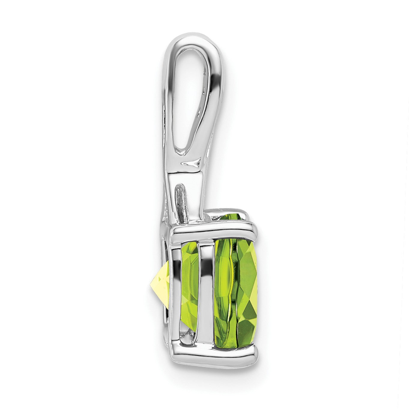 14k White Gold 8mm Cushion Peridot and Diamond Chain Slide