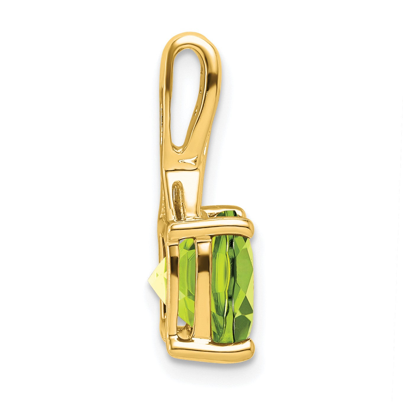 14k 8mm Cushion Peridot and Diamond Chain Slide