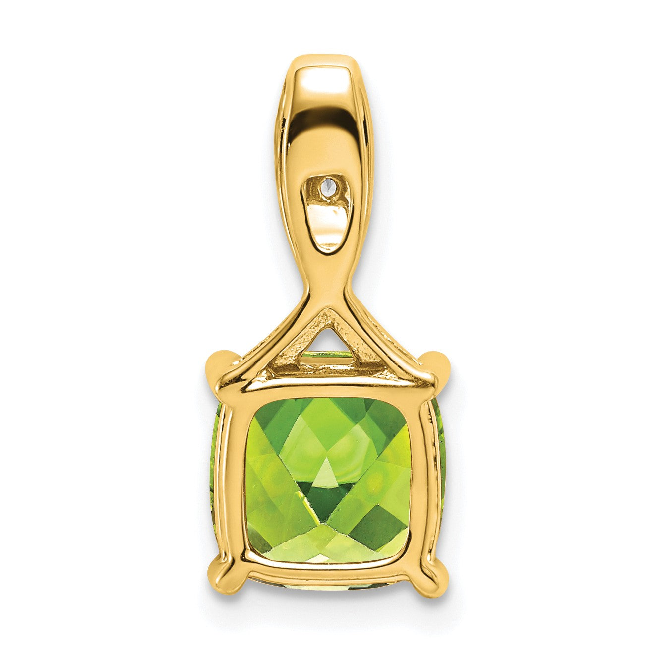 14k 8mm Cushion Peridot and Diamond Chain Slide