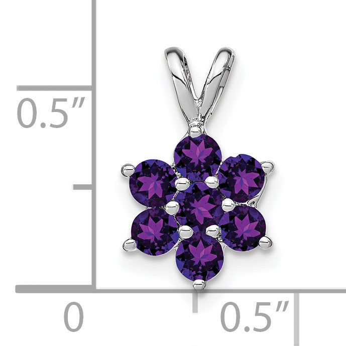14k White Gold Amethyst Floral Pendant