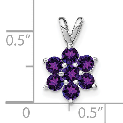 14k White Gold Amethyst Floral Pendant