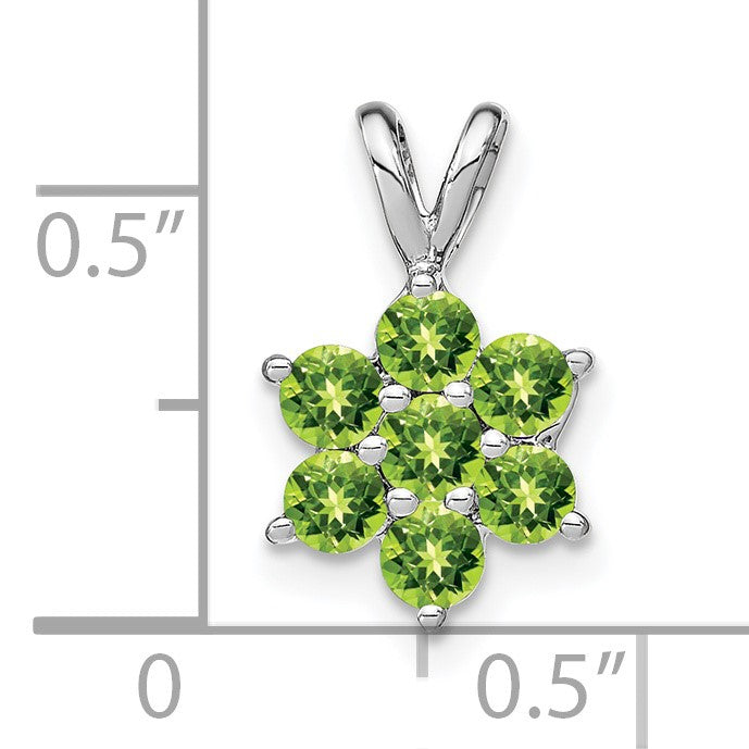 14k White Gold Peridot Floral Pendant