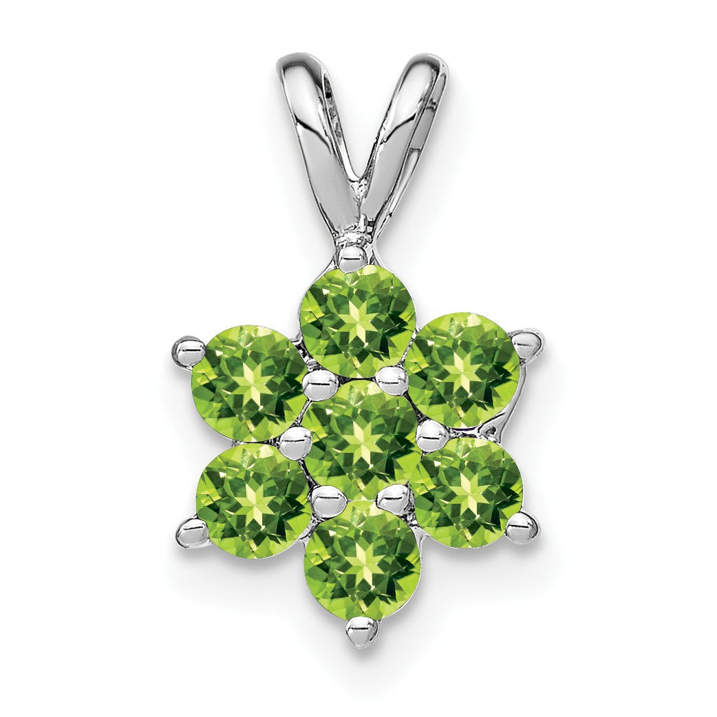 14k White Gold Peridot Floral Pendant