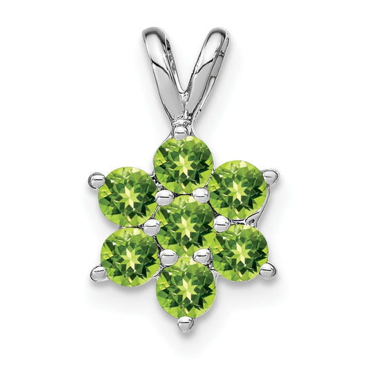 14k White Gold Peridot Floral Pendant