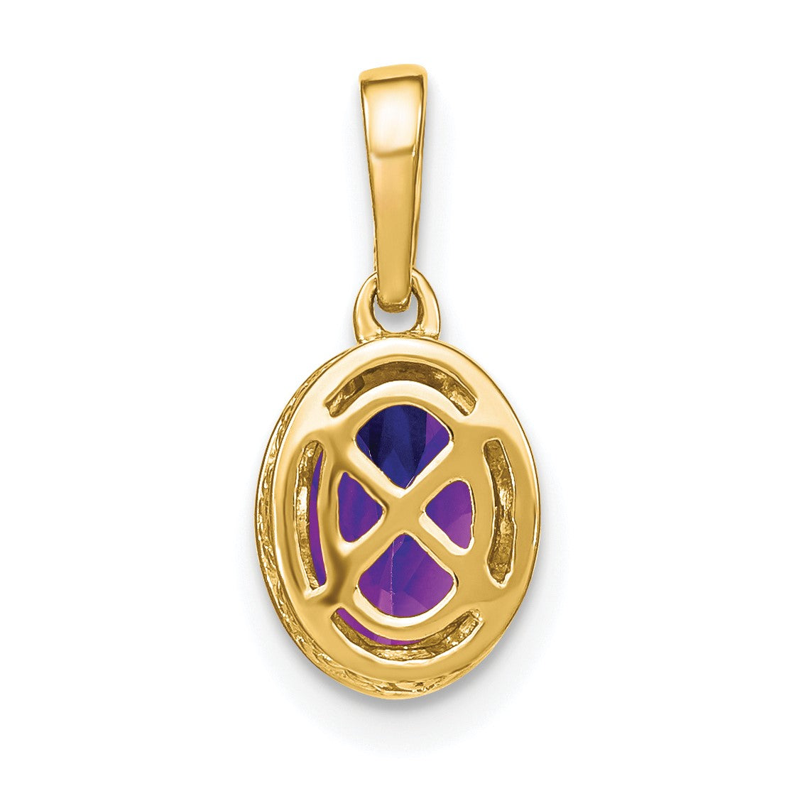 14k 7x5mm Oval Amethyst and Diamond Pendant