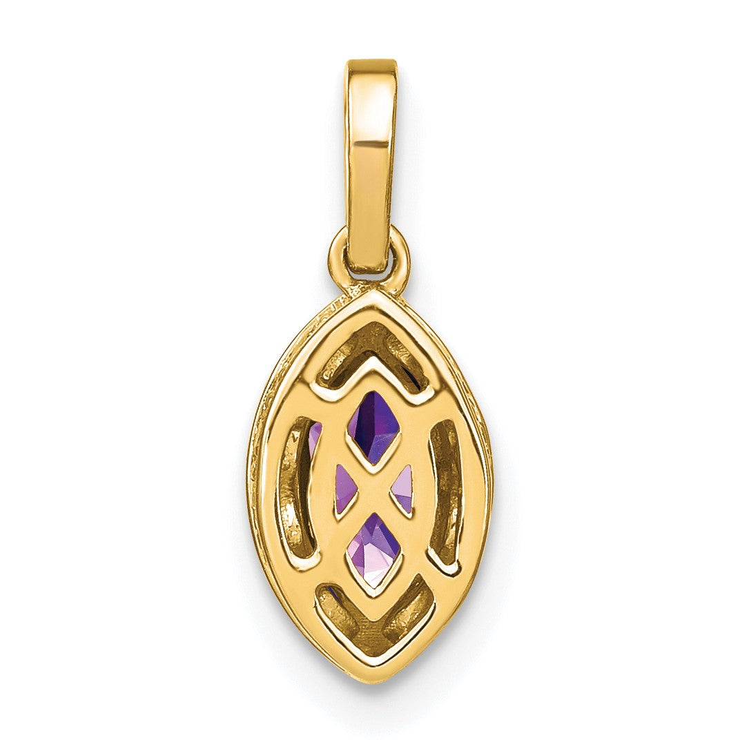 14k 8x4mm Marquise Amethyst and Diamond Pendant