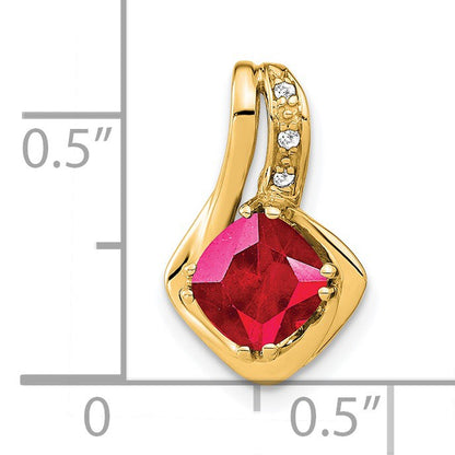 14k Cushion Lab Created Ruby and Diamond Chain Slide