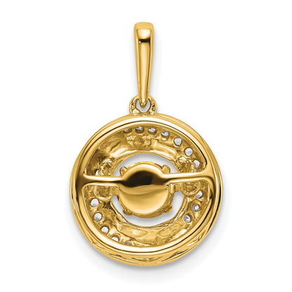 14k 4.5mm Round Moving Vibrant Citrine and Diamond Pendant