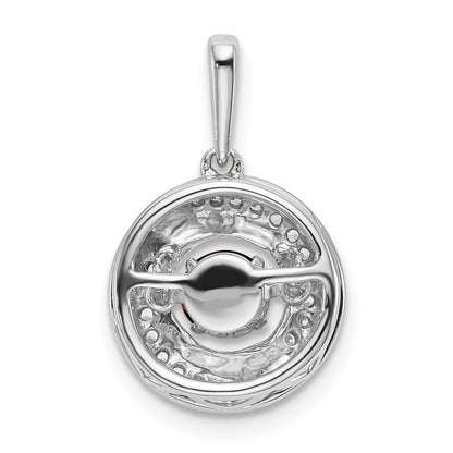 14k White Gold 4.5mm Round Moving Vibrant Garnet and Diamond Pendant