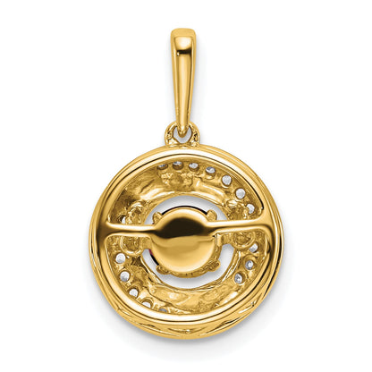 14k 4.5mm Round Moving Vibrant Garnet and Diamond Pendant