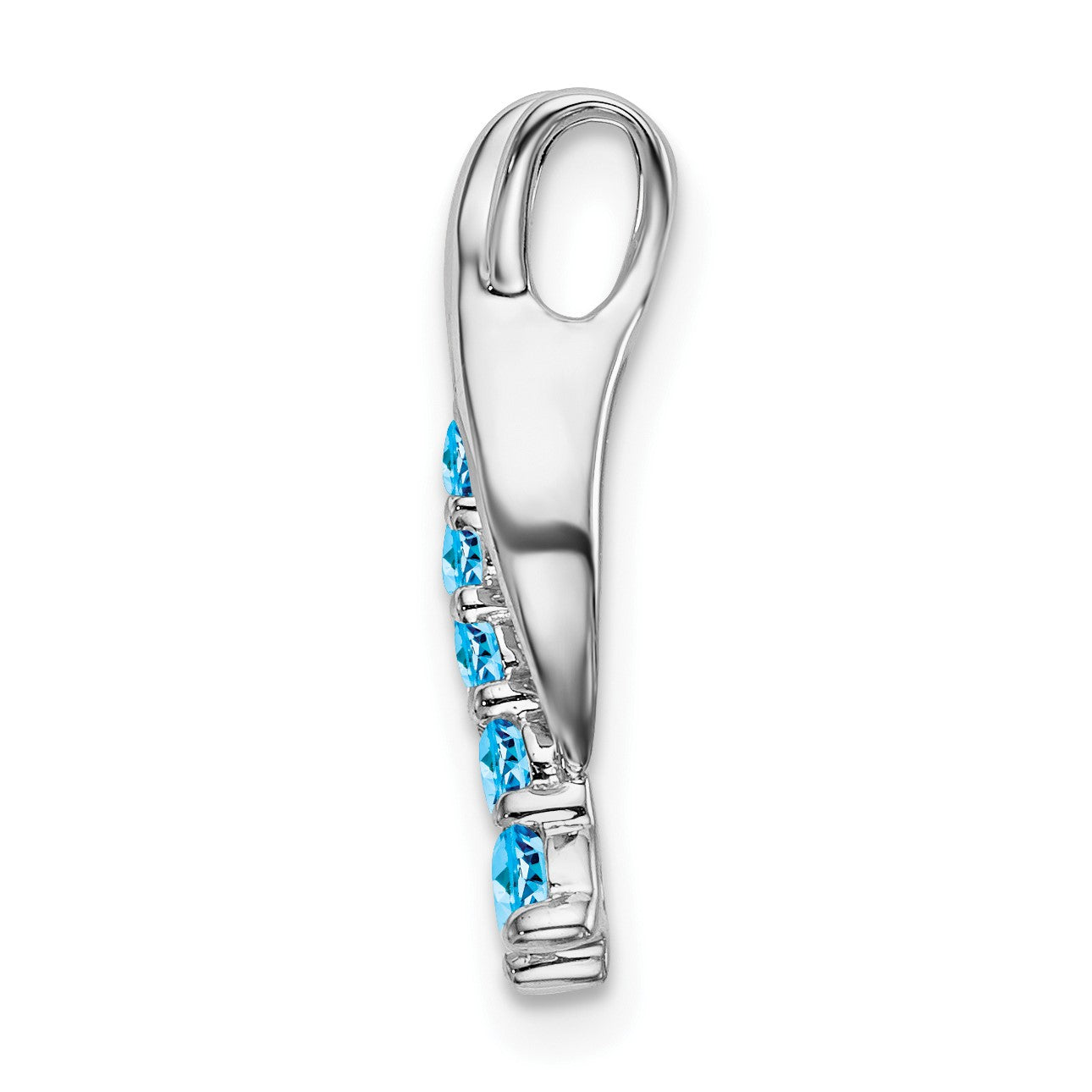 14k White Gold Graduated Blue Topaz Journey Chain Slide