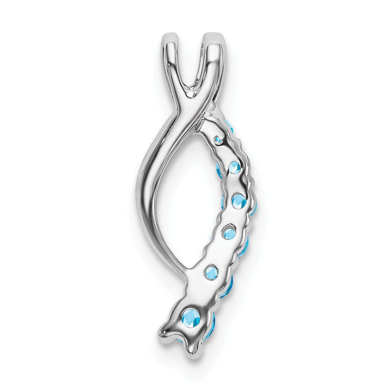 14k White Gold Graduated Blue Topaz Journey Chain Slide