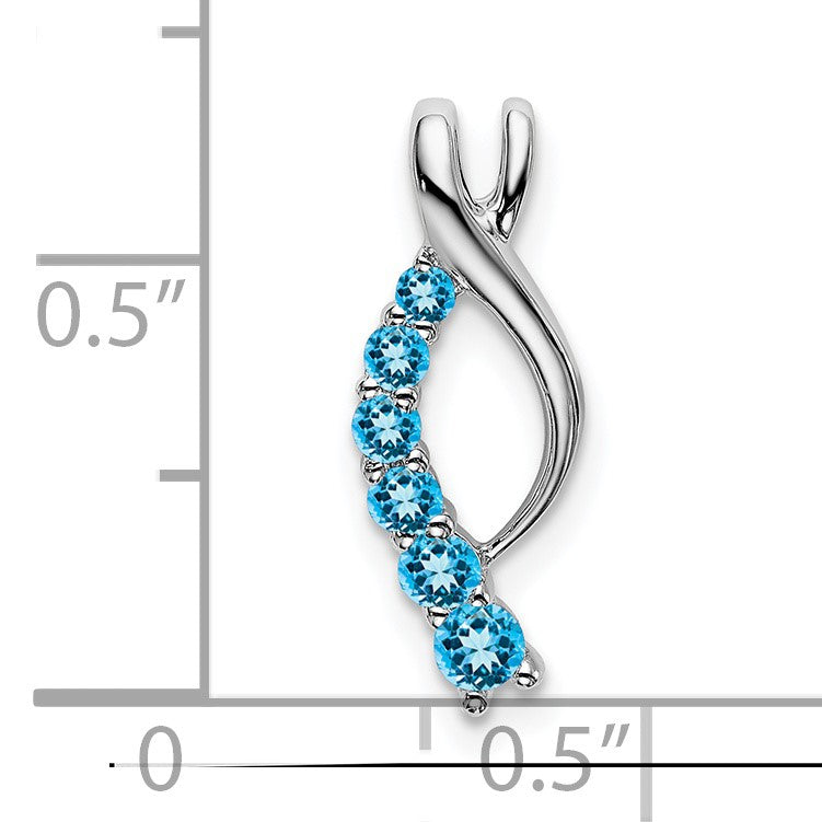 14k White Gold Graduated Blue Topaz Journey Chain Slide