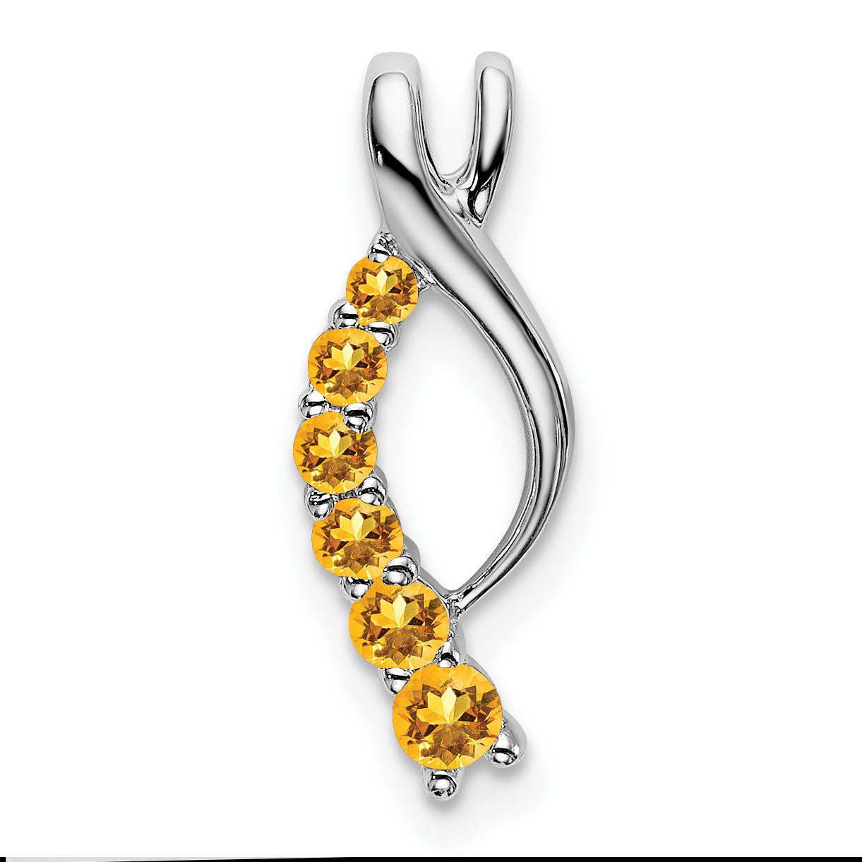 14k White Gold Graduated Citrine Journey Chain Slide