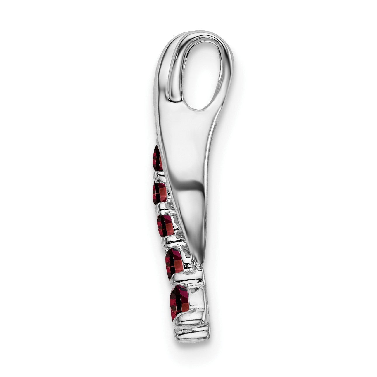 14k White Gold Graduated Garnet Journey Chain Slide