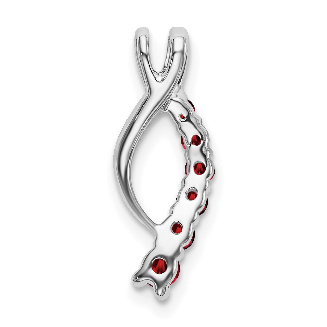 14k White Gold Graduated Garnet Journey Chain Slide