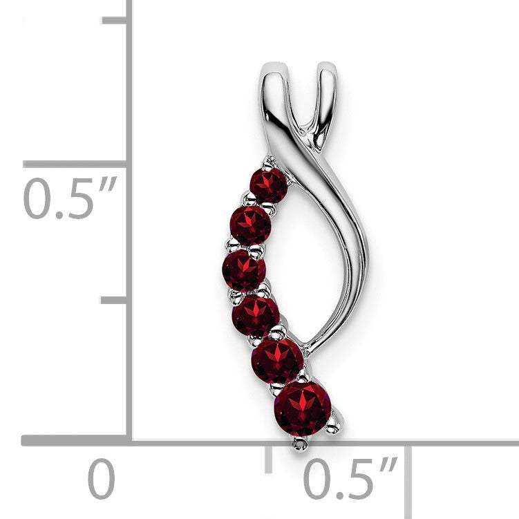 14k White Gold Graduated Garnet Journey Chain Slide