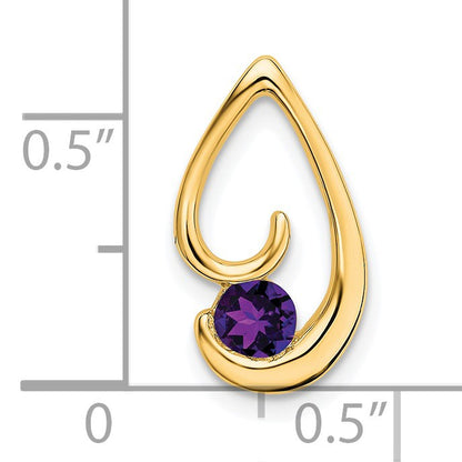 14k 4mm Round Amethyst Teardrop Chain Slide
