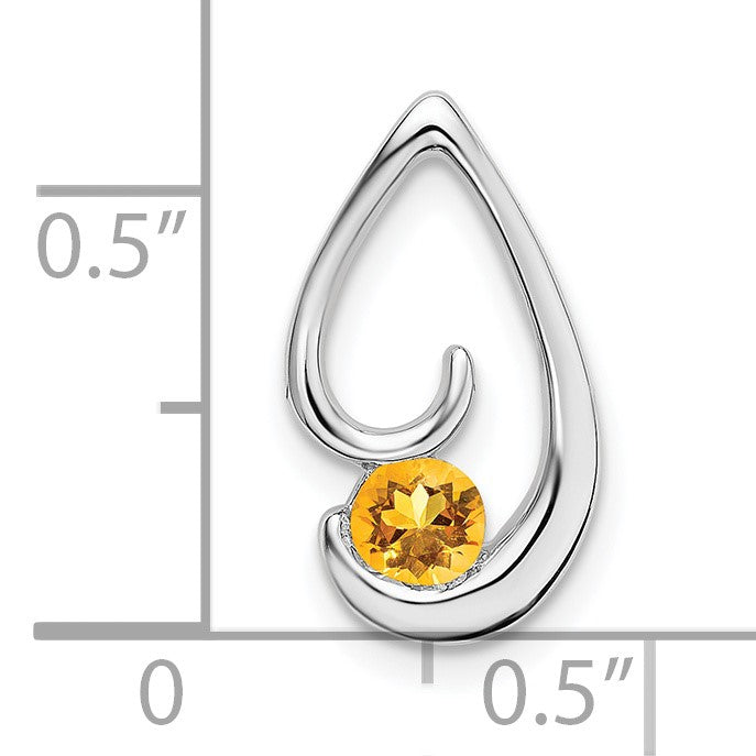 14k White Gold 4mm Round Citrine Teardrop Chain Slide