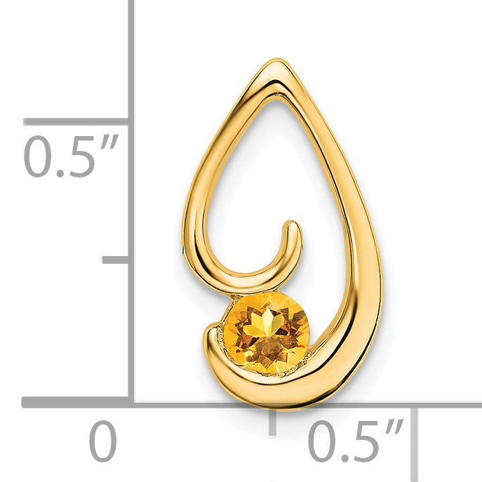 14k 4mm Round Citrine Teardrop Chain Slide