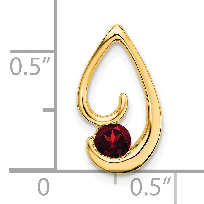 14k 4mm Round Garnet Teardrop Chain Slide