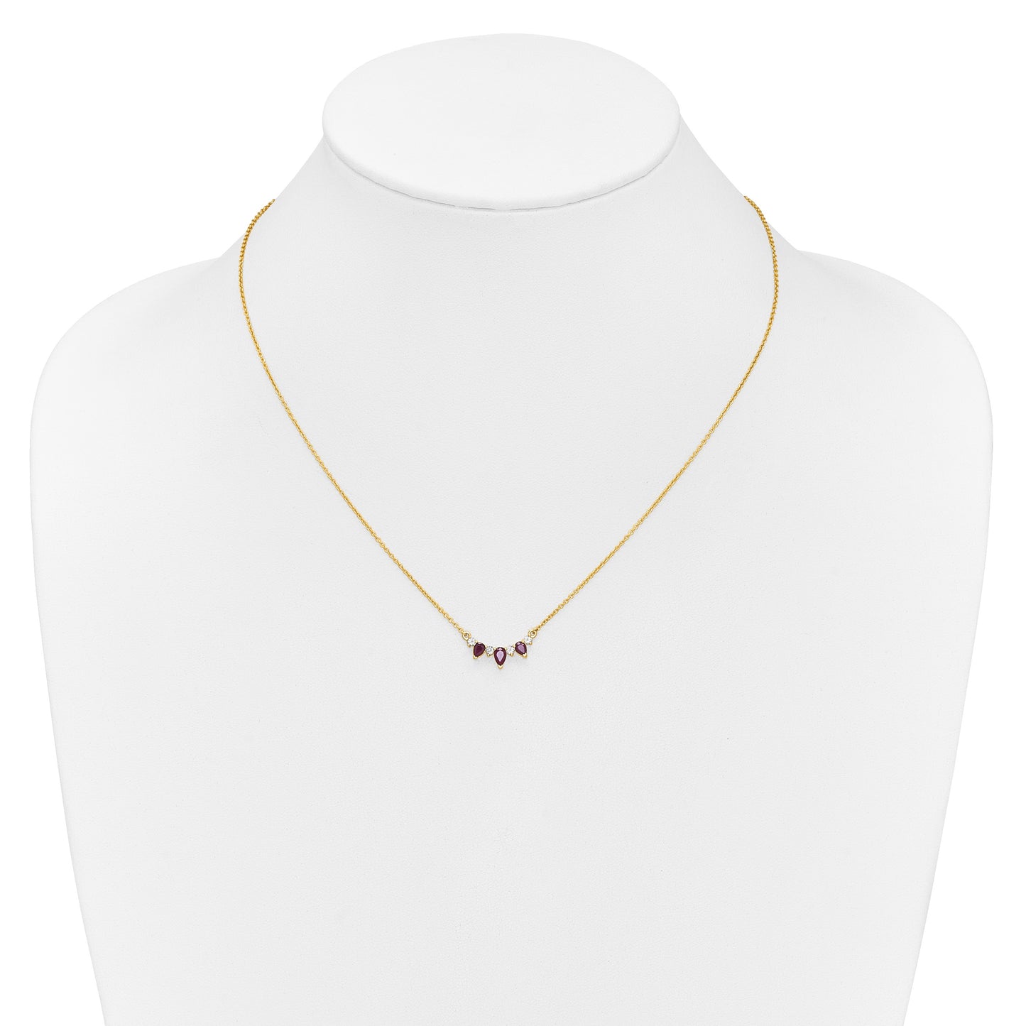 14k Pear Ruby and Diamond 18 inch Necklace