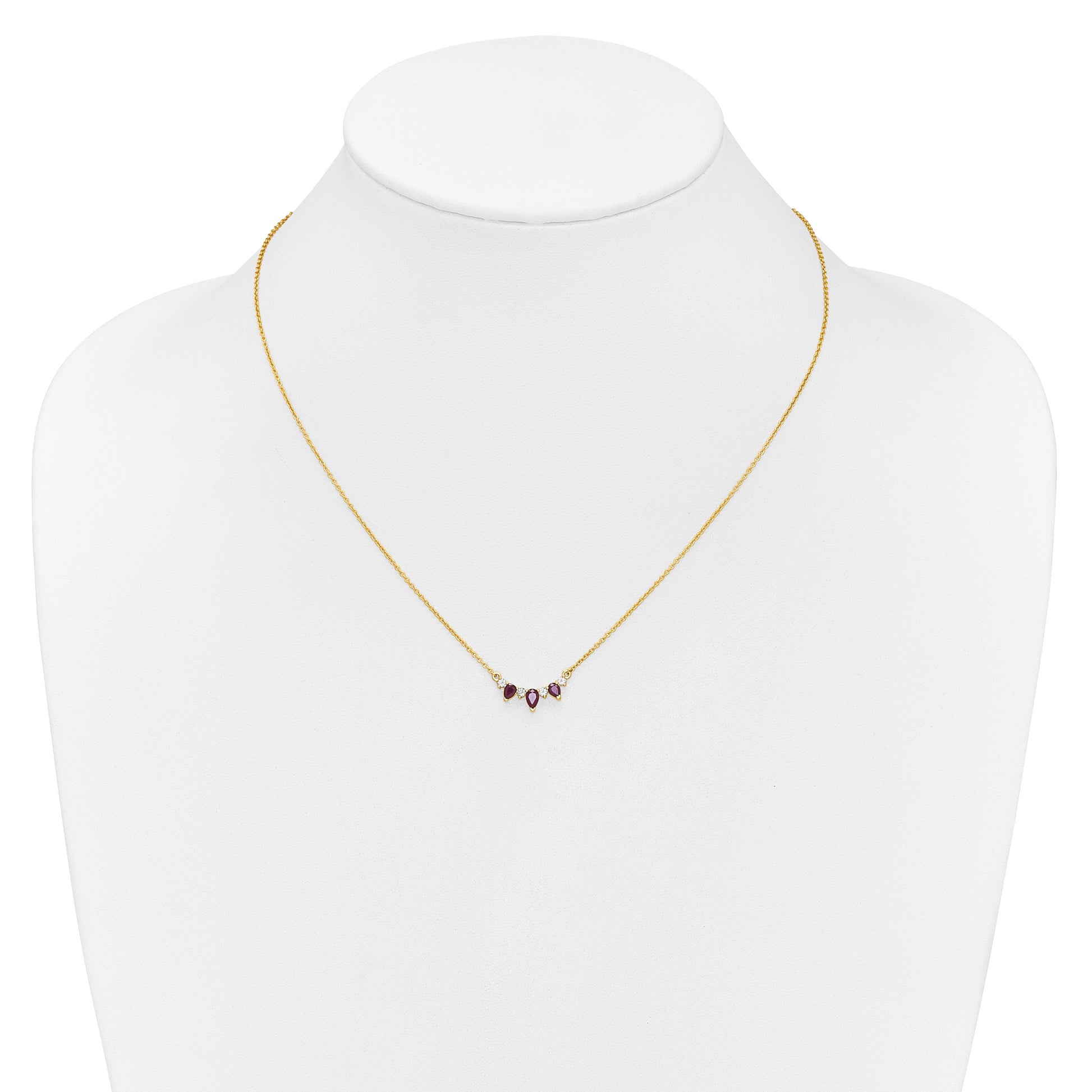 14k Pear Ruby and Diamond 18 inch Necklace