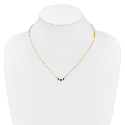 14k Pear Ruby and Diamond 18 inch Necklace