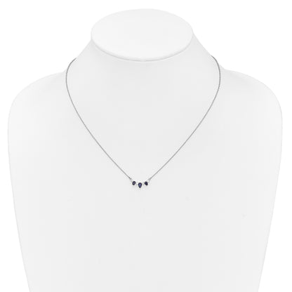 14k White Gold Pear Sapphire and Diamond 18 inch Necklace