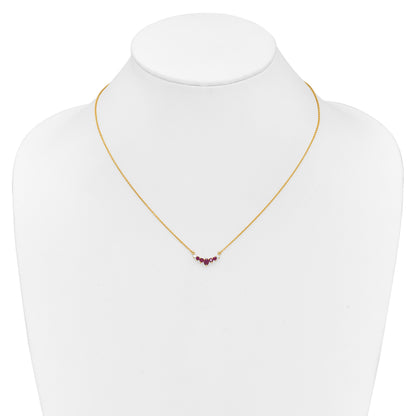 14k Oval and Round Ruby and Diamond 18 inch Necklace