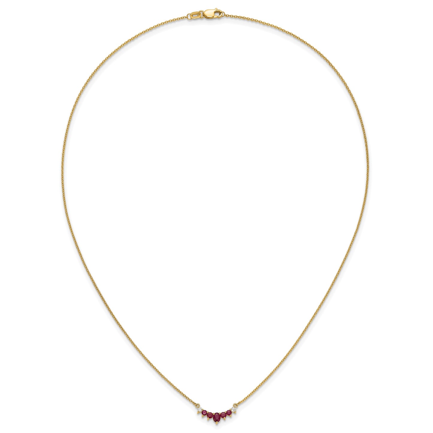 14k Oval and Round Ruby and Diamond 18 inch Necklace