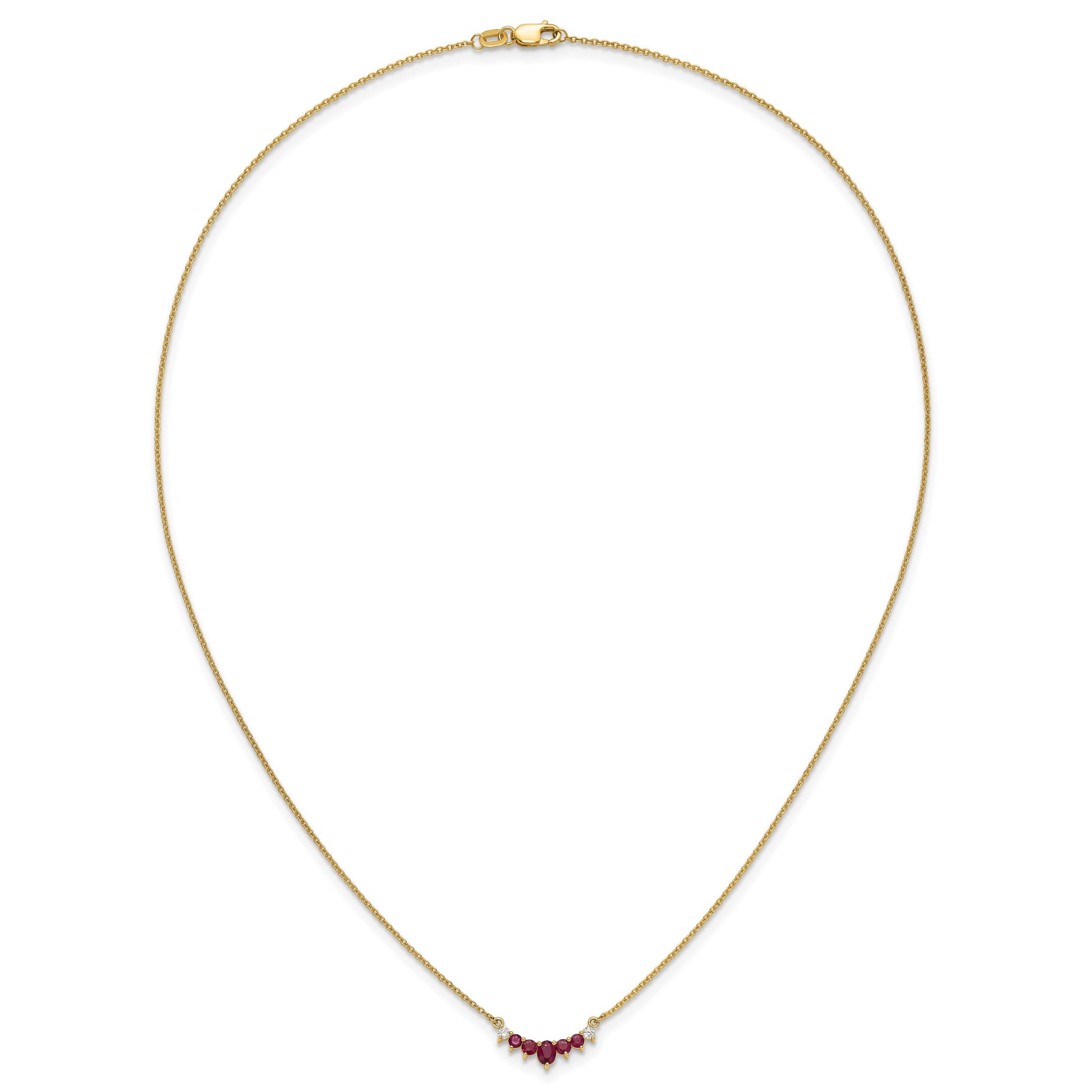 14k Oval and Round Ruby and Diamond 18 inch Necklace
