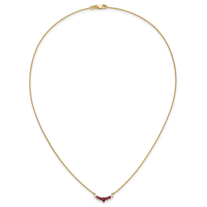 14k Oval and Round Ruby and Diamond 18 inch Necklace