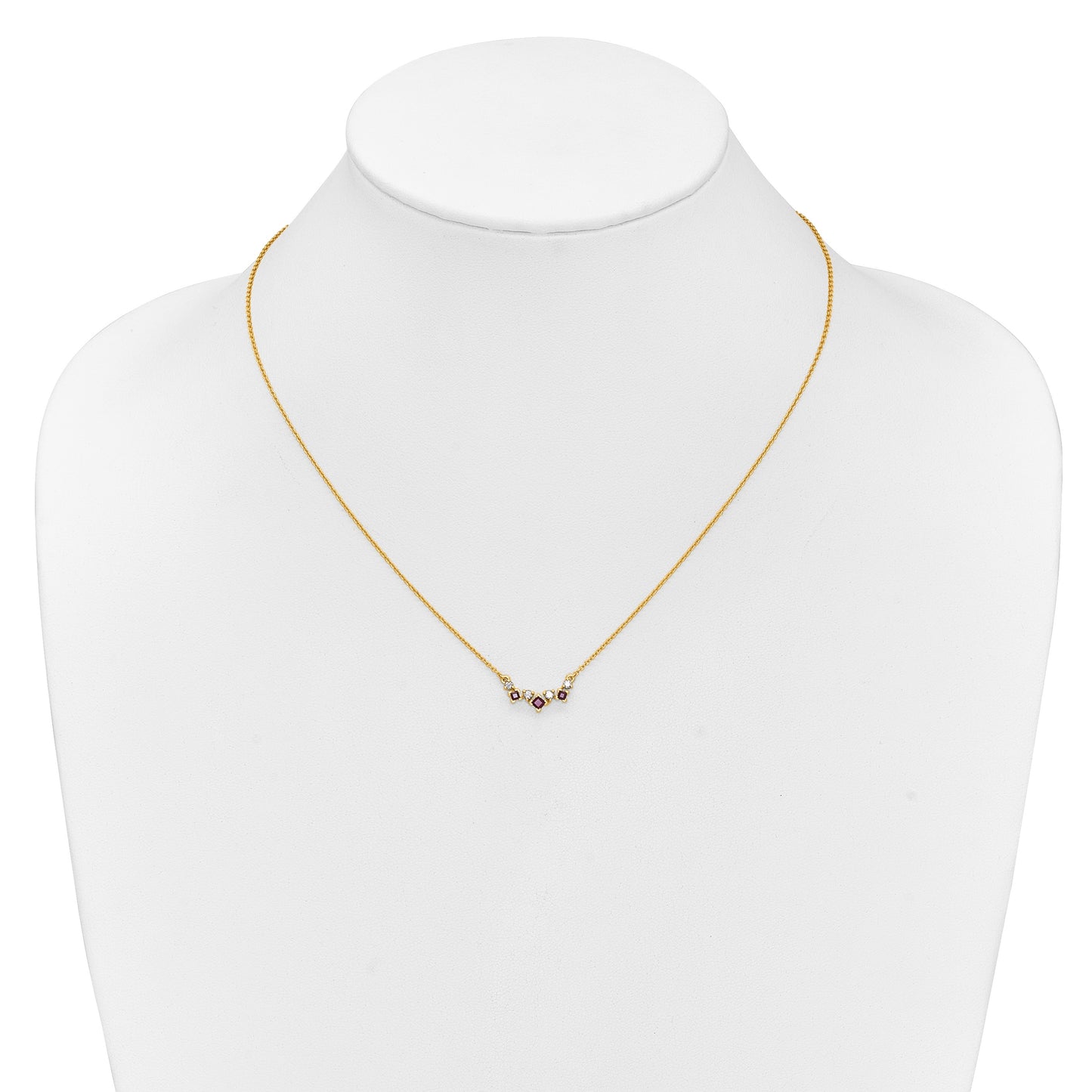 14k Princess Ruby and Diamond 18 inch Necklace