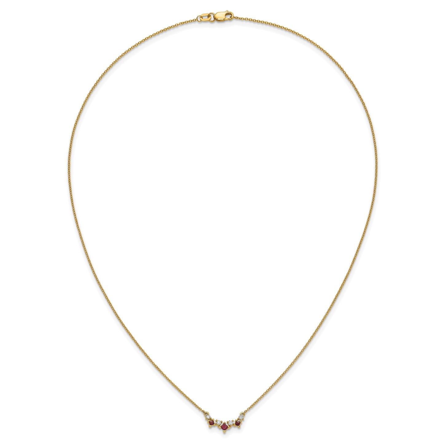 14k Princess Ruby and Diamond 18 inch Necklace